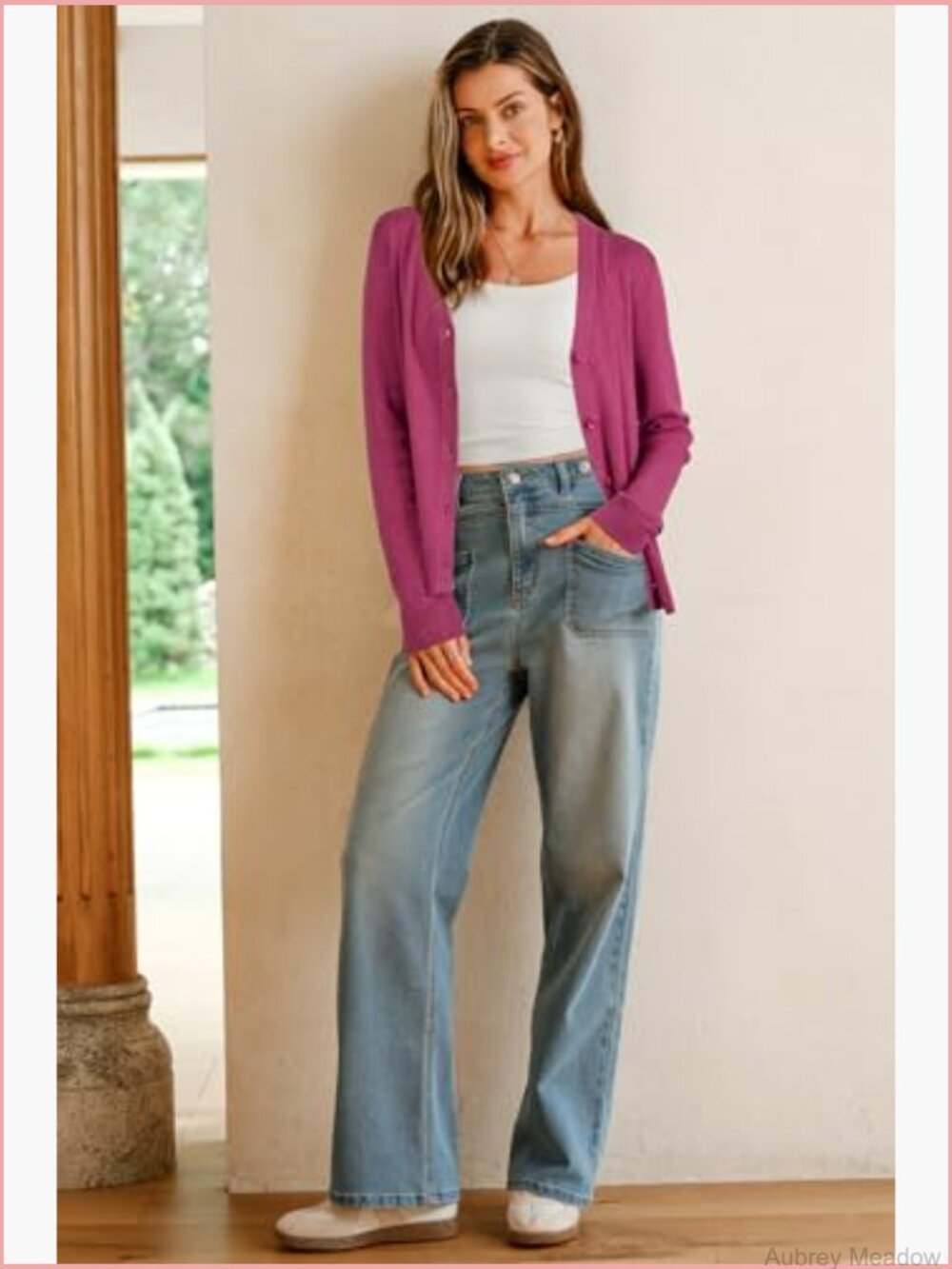 Wool Blend Lightweight Cardigan Sweater V-Neck Button Long Sleeve Office - Picture 5 of 7